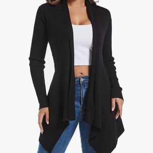 Black Open Front Cardigan